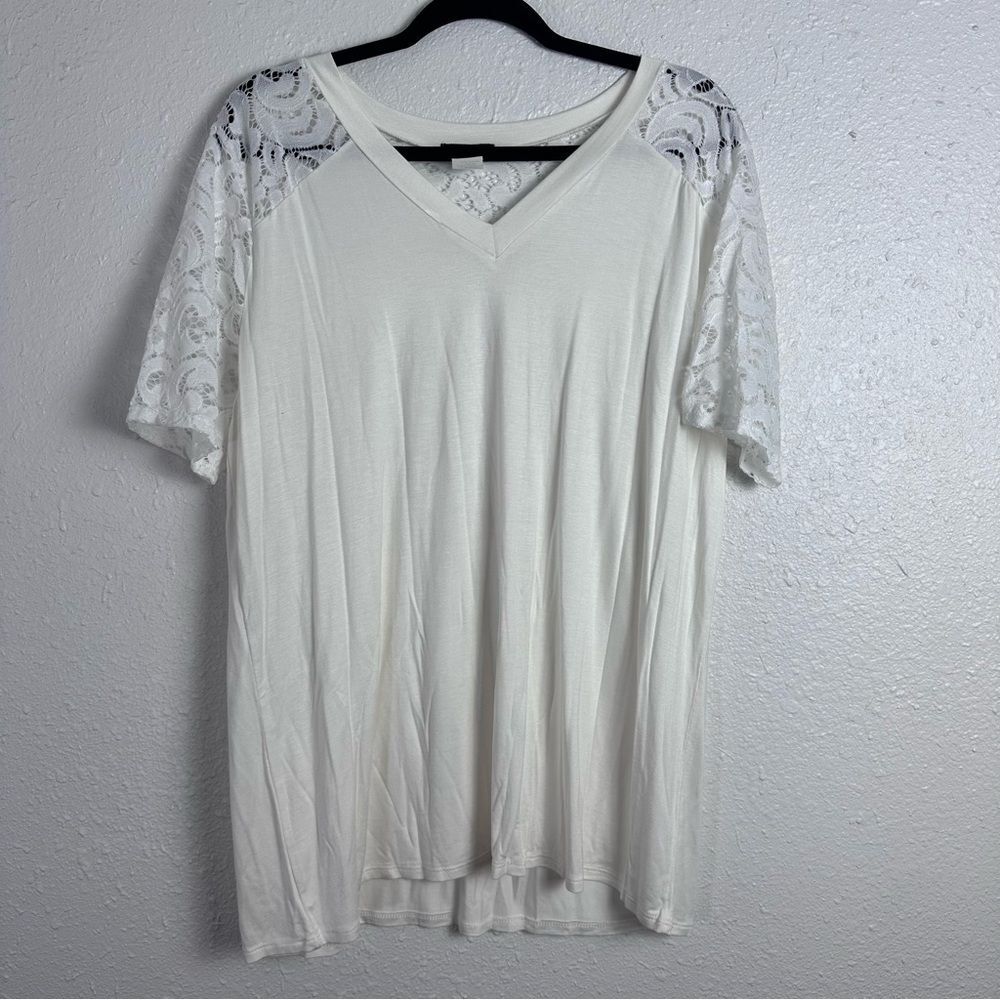 HEIMISH USA Elegant White Lace Shoulder‎ Women's Top Size 2XL